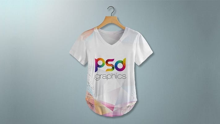 Free Woman T-shirt Mockup Template