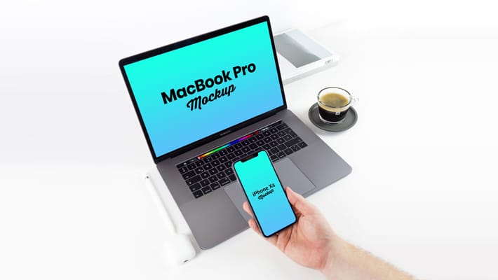 Free iPhone XS & MacBook Pro Mockup PSD
