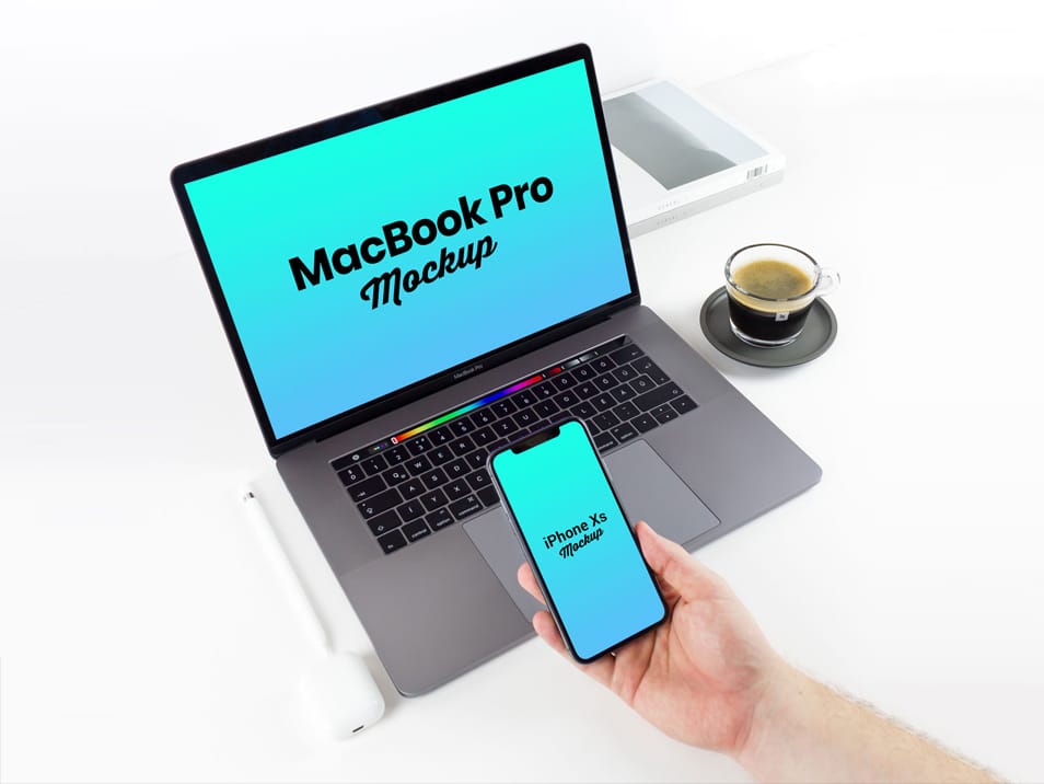 Free iPhone XS & MacBook Pro Mockup PSD