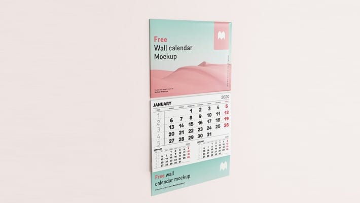 Free Single Panel Wall Calendar Mockup