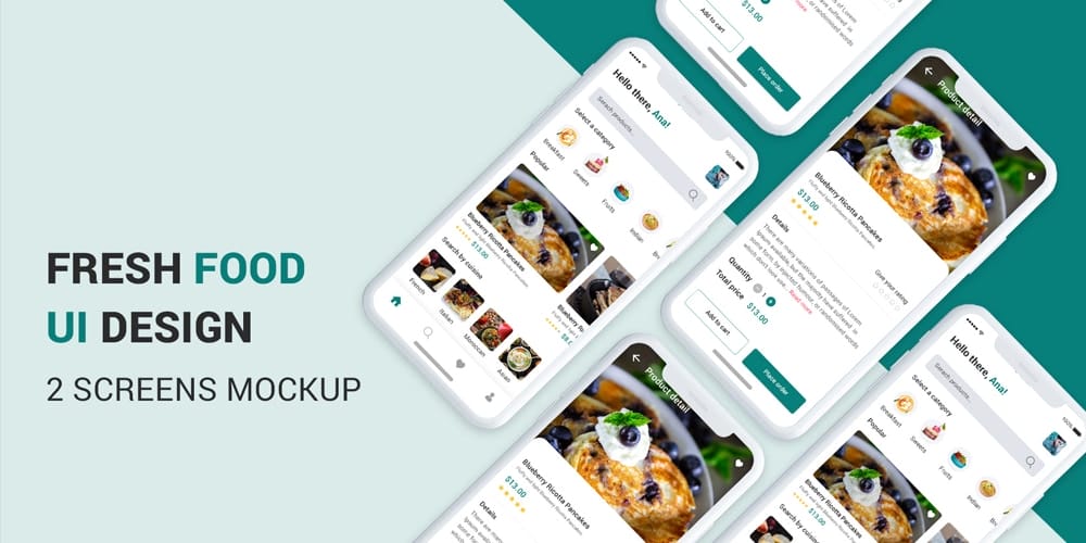 Fresh Food Mobile App Ui Designs PSD
