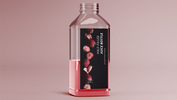 Half-filled Juice Bottle Mockup