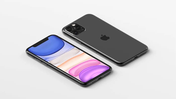 Isometric iPhone 11 Pro Max Mockup