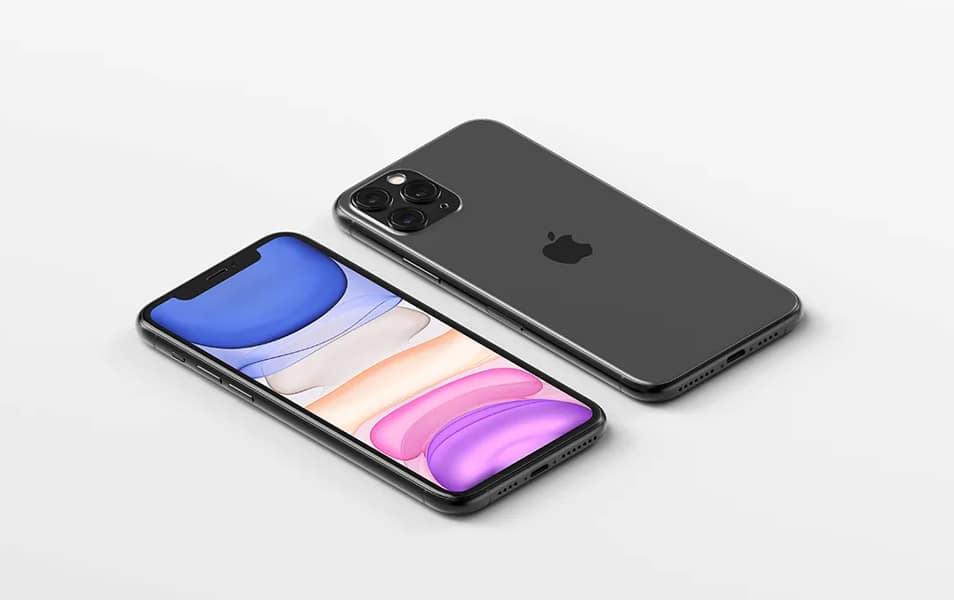 Isometric iPhone 11 Pro Max Mockup