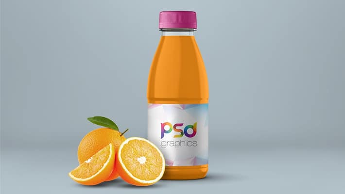 Orange Juice Bottle Mockup PSD
