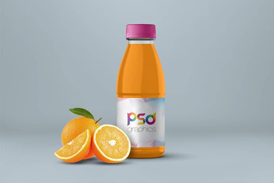 Orange Juice Bottle Mockup PSD