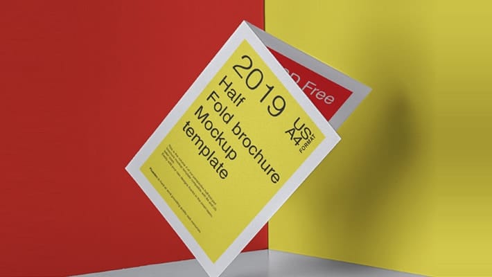 PSD Half Fold Brochure Mockup US A4