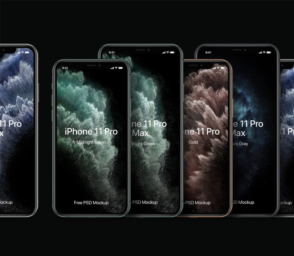 PSD iPhone 11 Pro Mockup Set