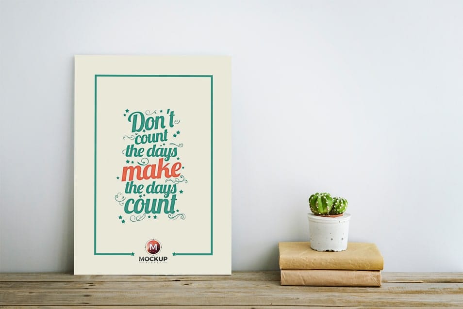 Room Interior Poster on Wooden Floor Mockup