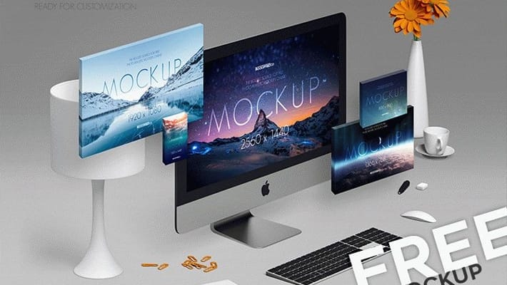Screens with iMac Pro PSD Mockups