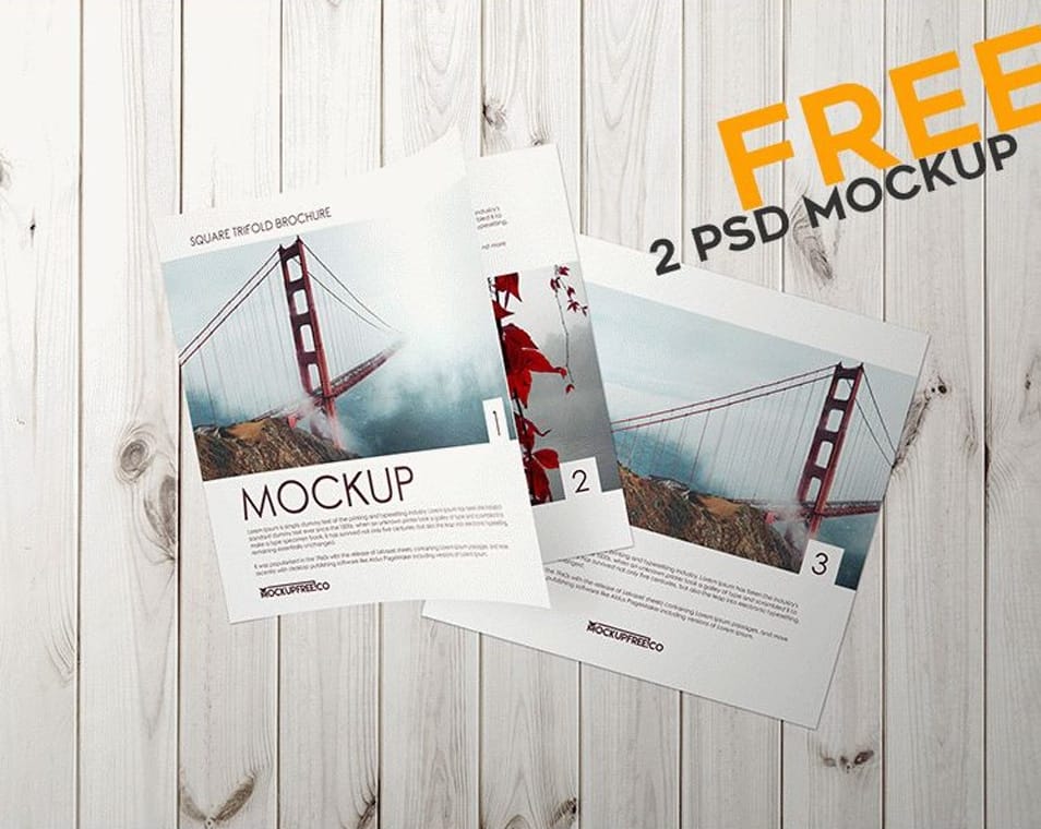 Square Trifold Brochure PSD Mockups