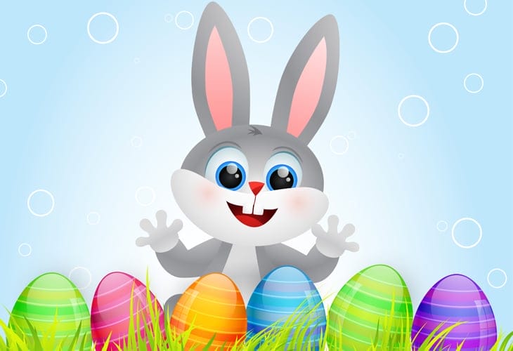 Vector Easter Bunny with Colorful Eggs