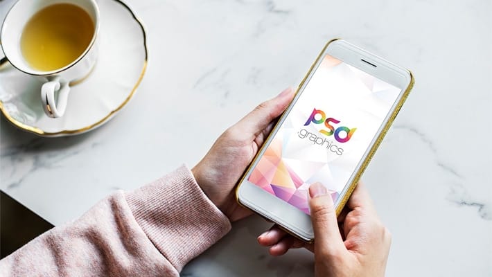 Woman Holding iPhone Mockup