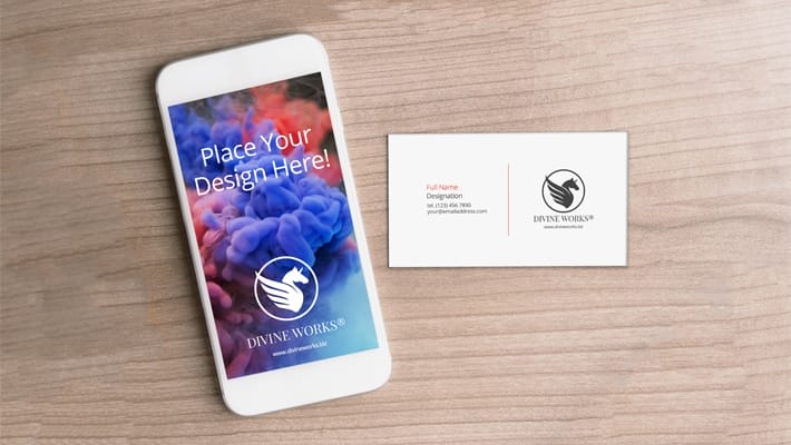 iPhone And Business Card Mockup
