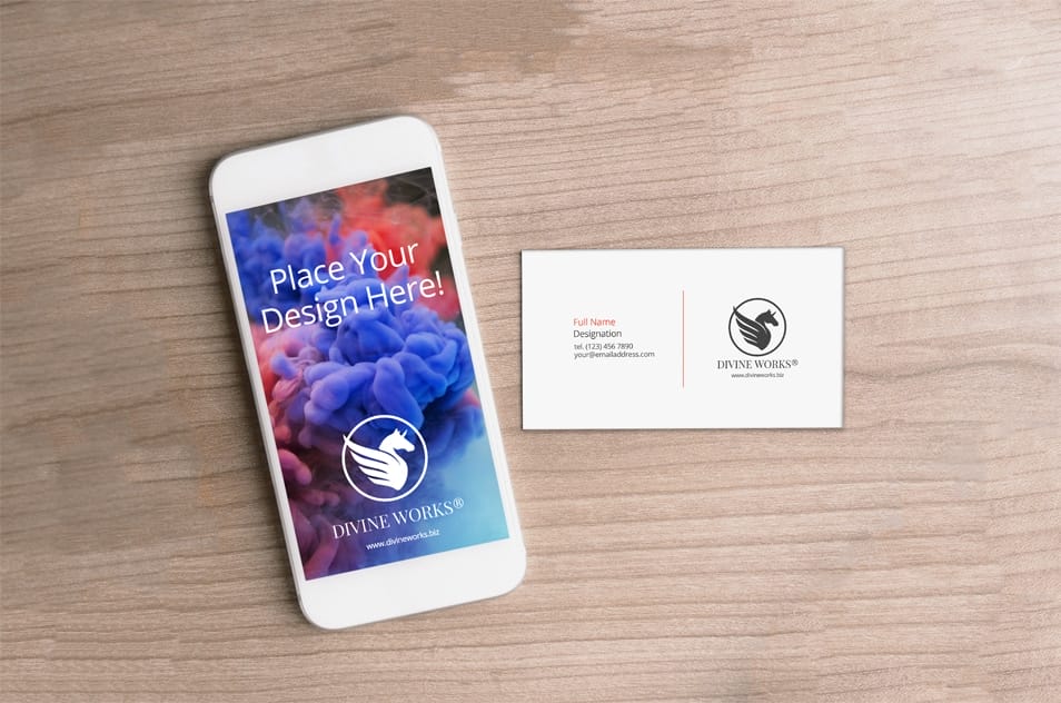 iPhone And Business Card Mockup