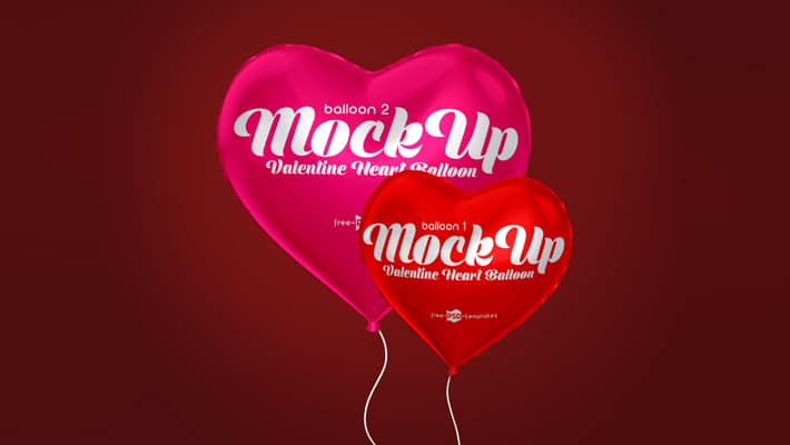 2 Free Valentine Heart Balloon Mock-ups in PSD