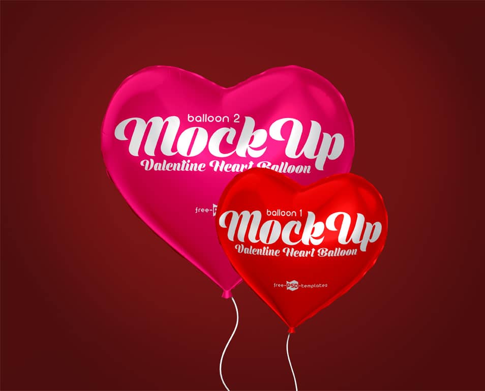 2 Free Valentine Heart Balloon Mock-ups in PSD