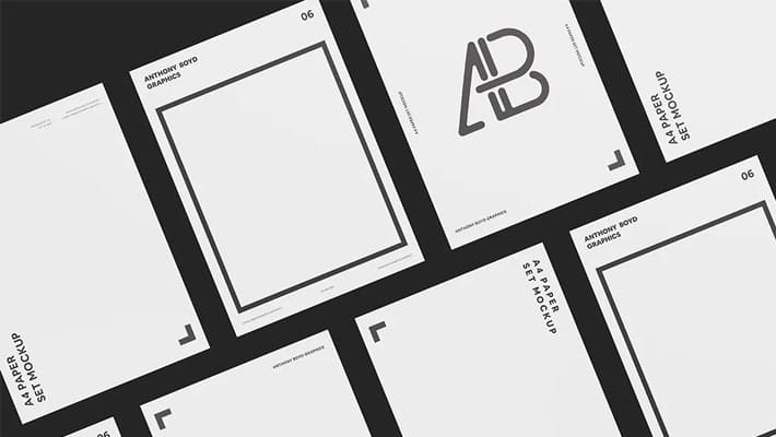 A4 Paper Set Mockup