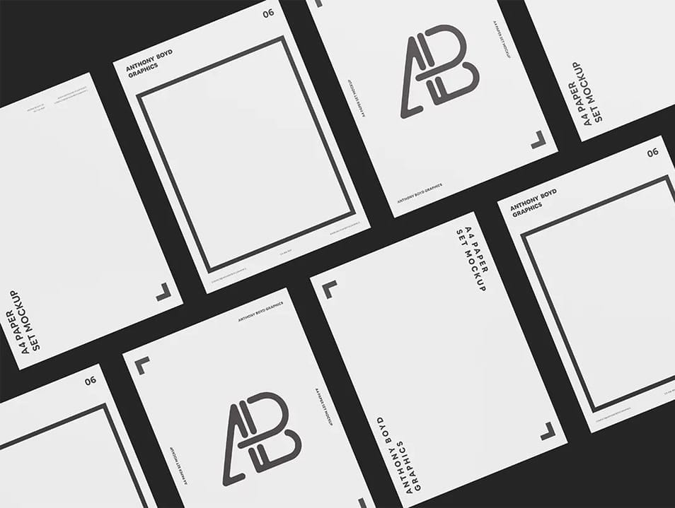 A4 Paper Set Mockup