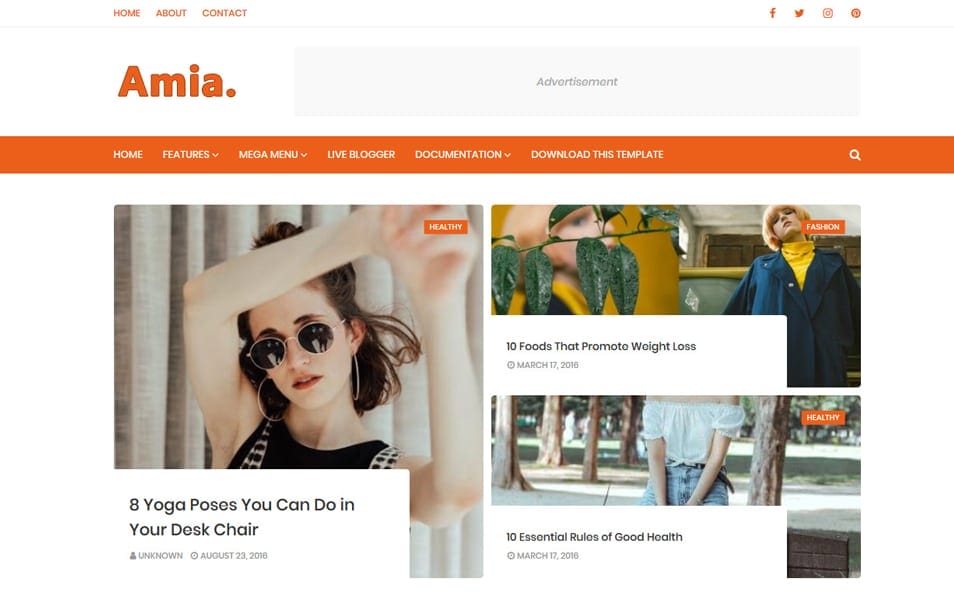 Amia Personal Elegant Blog Theme