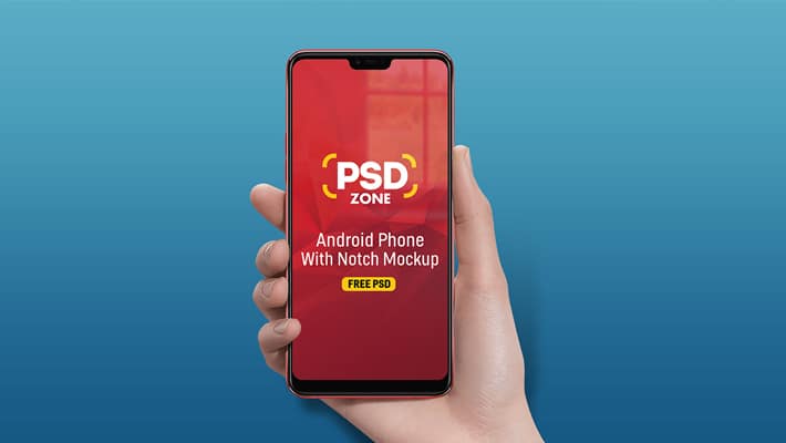 Android Phone with Notch Mockup