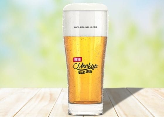 Beer Glass Logo Mockup PSD