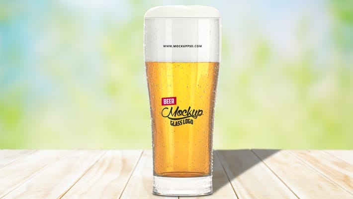 Beer Glass Logo Mockup PSD