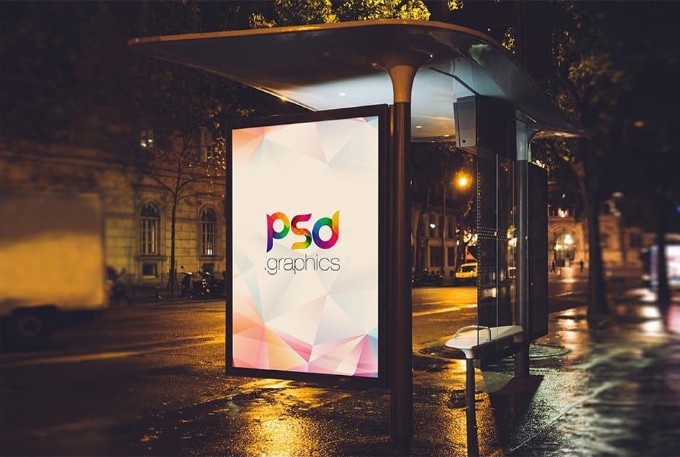 Bus Stand Billboard Advertising Mockup