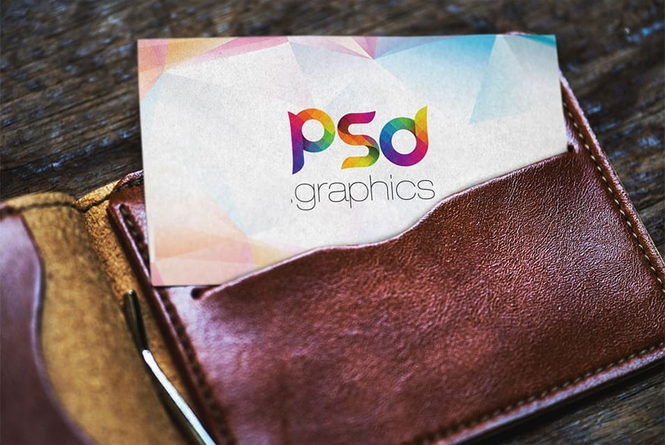 Business Card in Wallet Mockup Free PSD