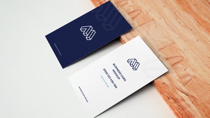 Business Cards With Wooden Board