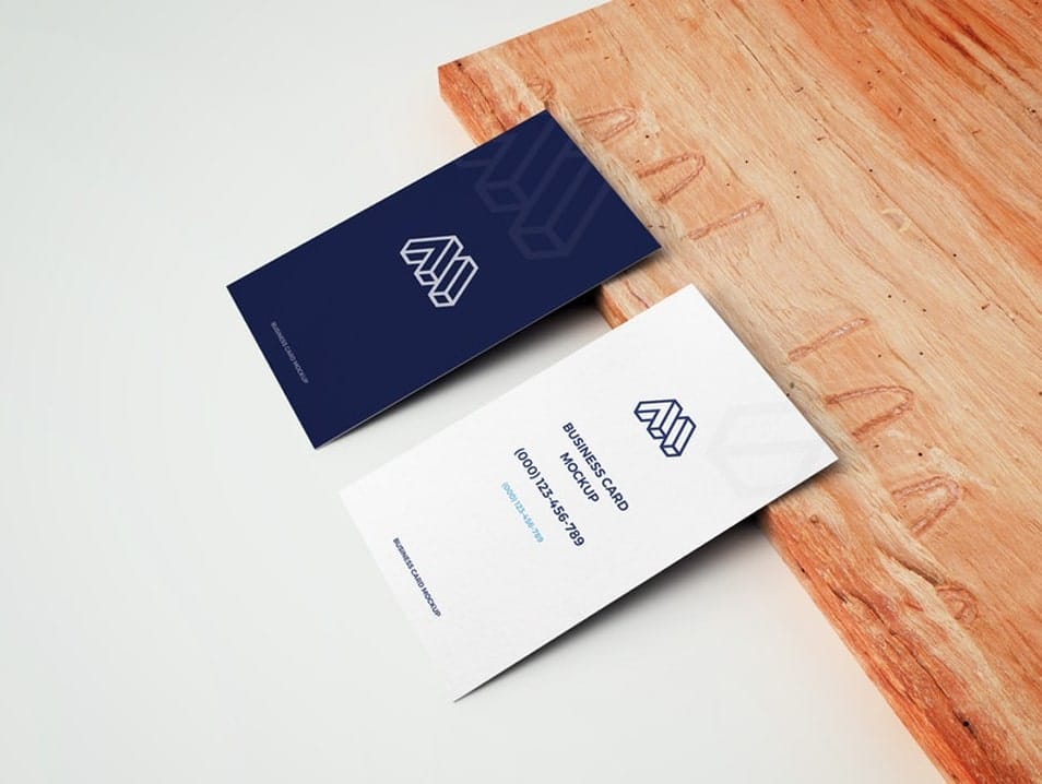 Business Cards With Wooden Board