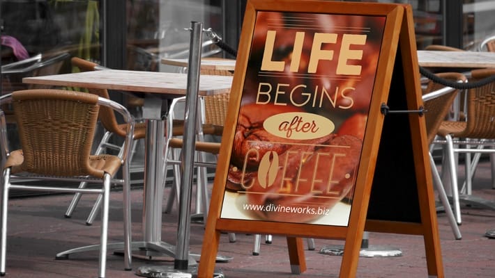 Cafeteria Sign Board Mockup PSD