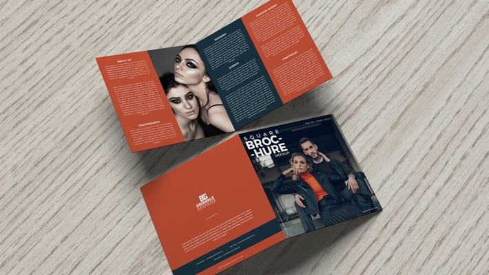 Free Bi-Fold Square Brochure Mockup