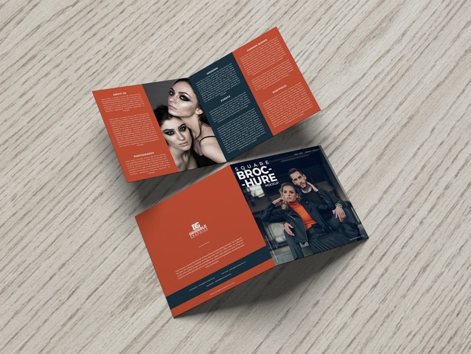 Free Bi-Fold Square Brochure Mockup