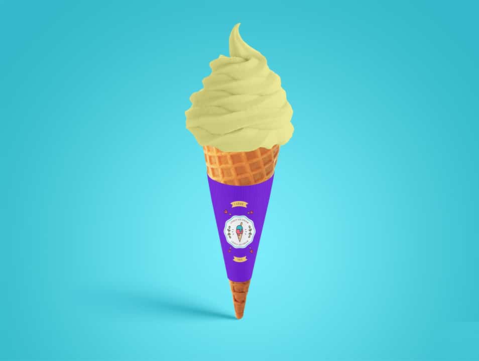Free Brand Ice Cream Cone Mockup PSD