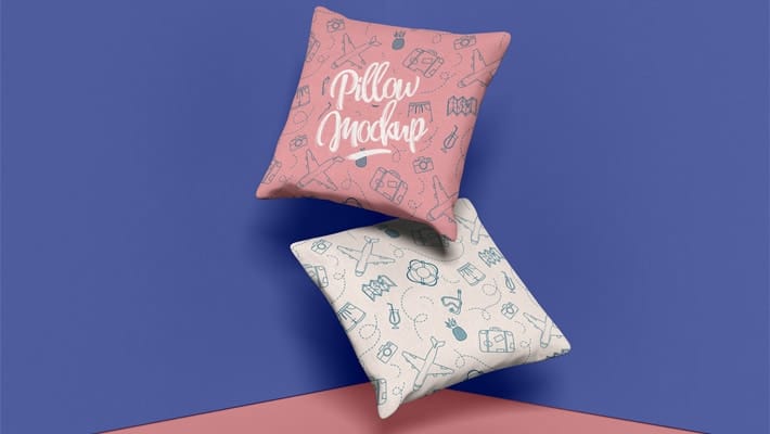Free Brand Square Pillow Mockup Design PSD 2019