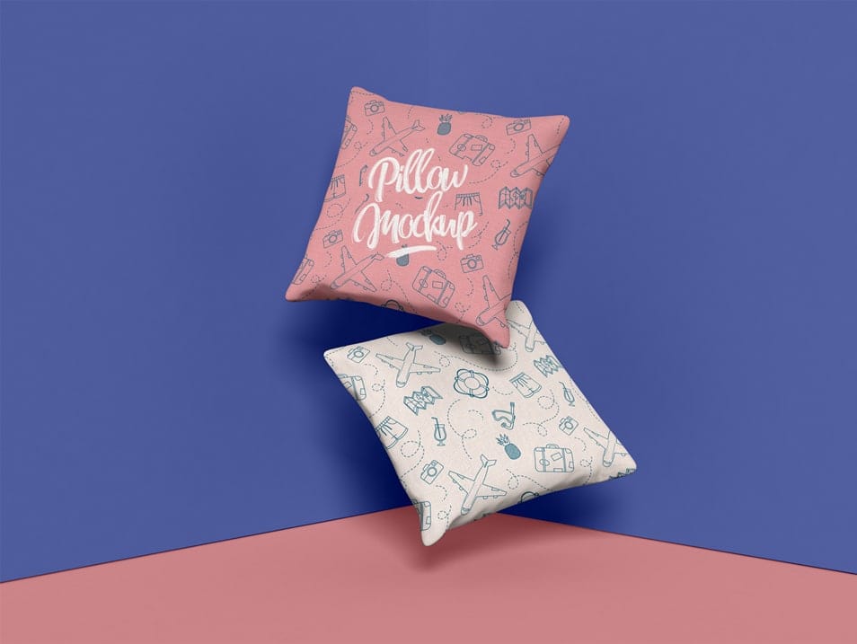 Free Brand Square Pillow Mockup Design PSD 2019