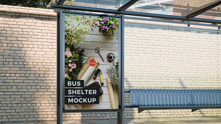 Free Bus Shelter Mockup For Outdoor Advertisement