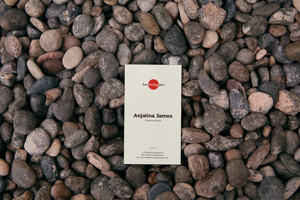 Free Business Card on Stones Mockup PSD