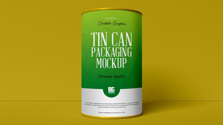 Free Cardboard Tin Can Packaging Mockup PSD