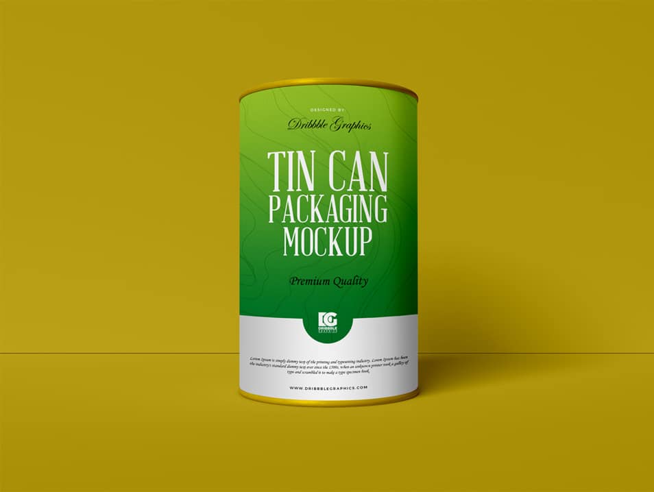 Free Cardboard Tin Can Packaging Mockup PSD