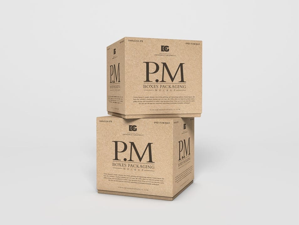 Free Craft Boxes Packaging Mockup PSD 2019