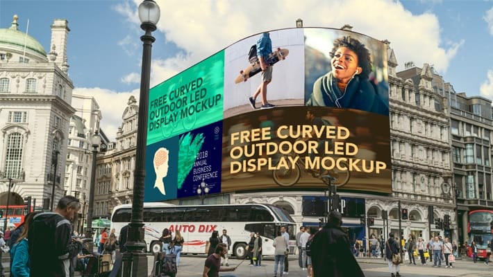 Free Curved Outdoor Led Display Mockup