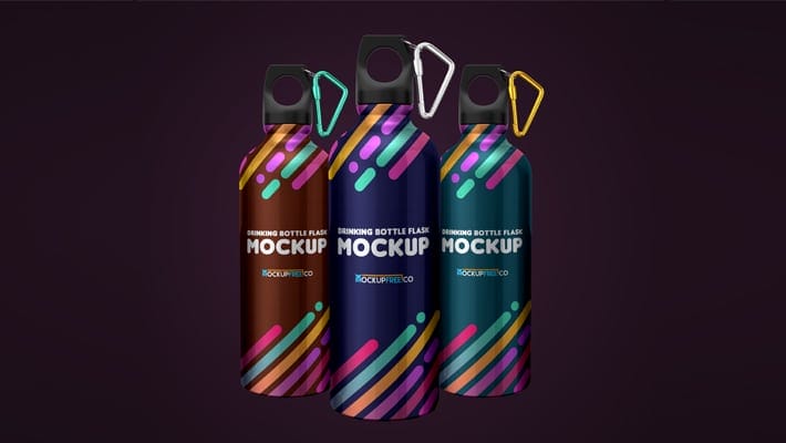 Free Drinking Bottle Flask PSD Mockups