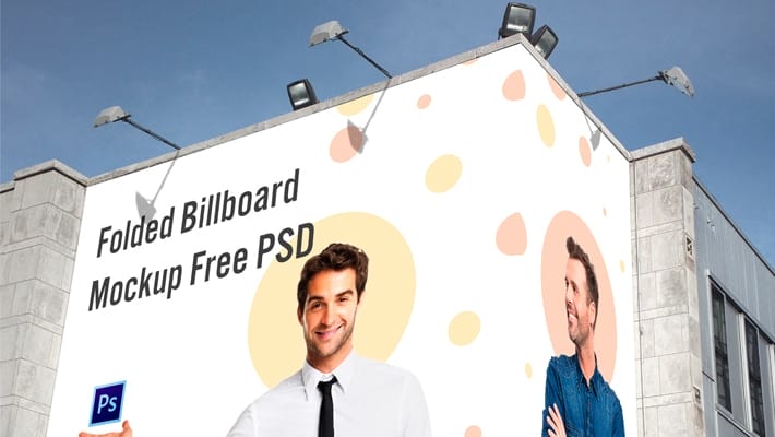 Free Folded Billboard Mockup