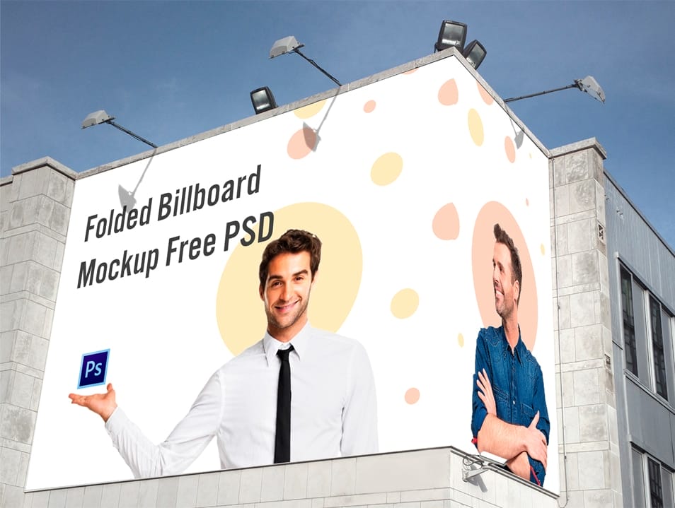 Free Folded Billboard Mockup