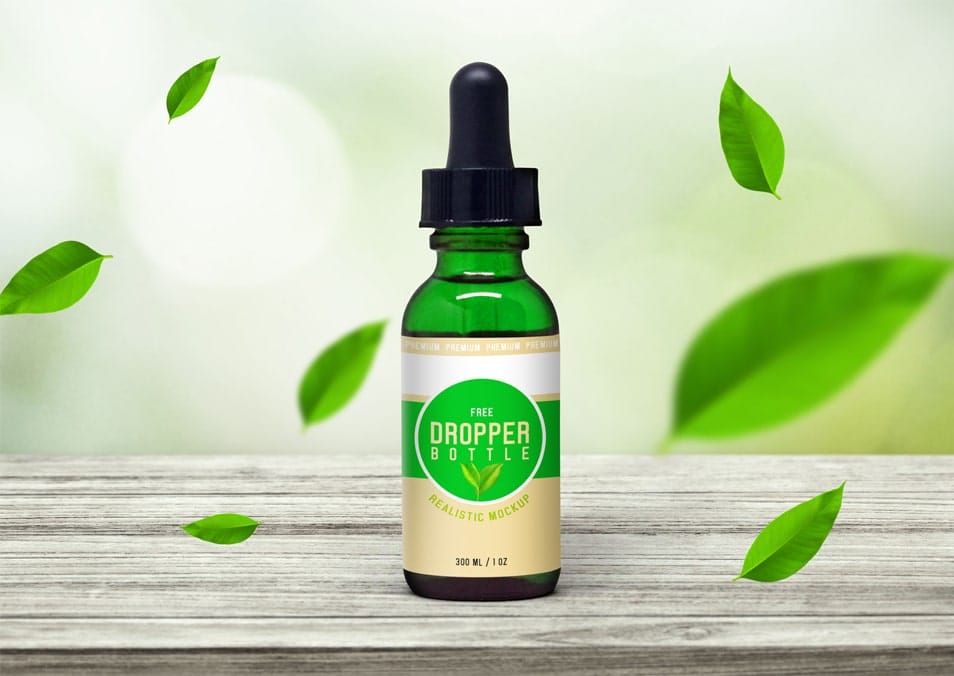 Free Glass Dropper Bottle Mockup PSD