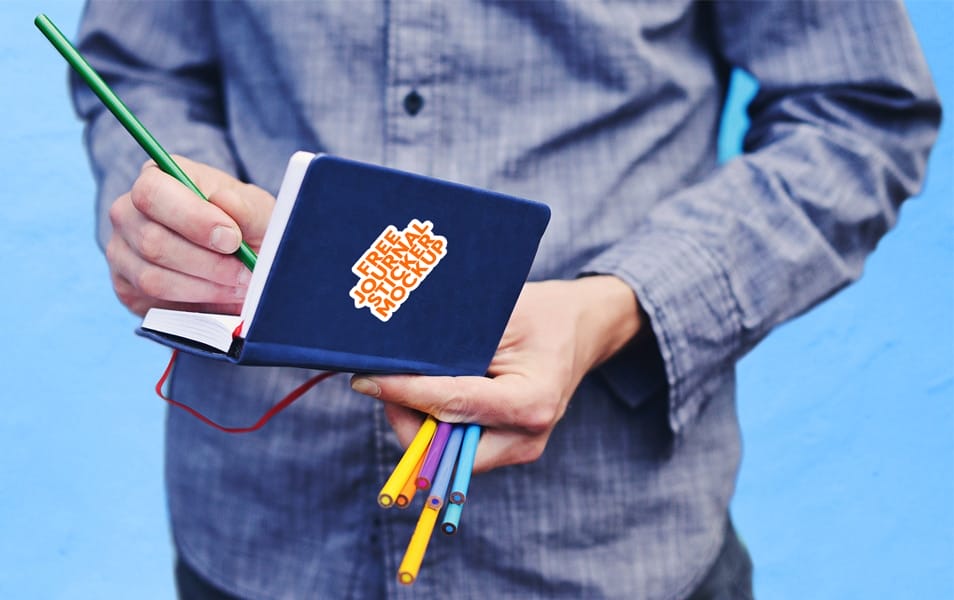 Free Journal Sticker Mockup