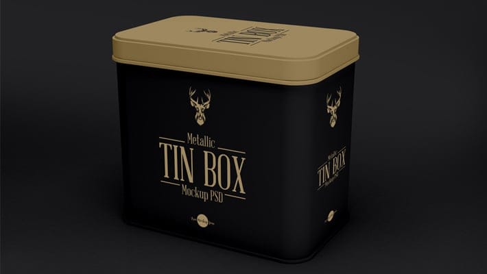 Free Metallic Tin Box Mockup PSD