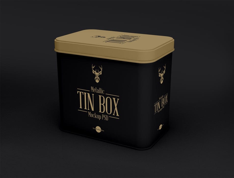 Free Metallic Tin Box Mockup PSD